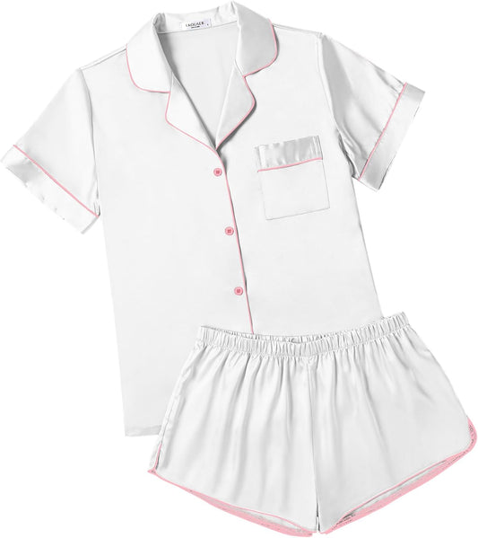 Ekouaer Womens Silk Satin Pajamas for Comfortable Sleepwear