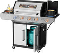 SKOK 4-Burner LED Gas BBQ Grill with Side Burner - 629 sq in