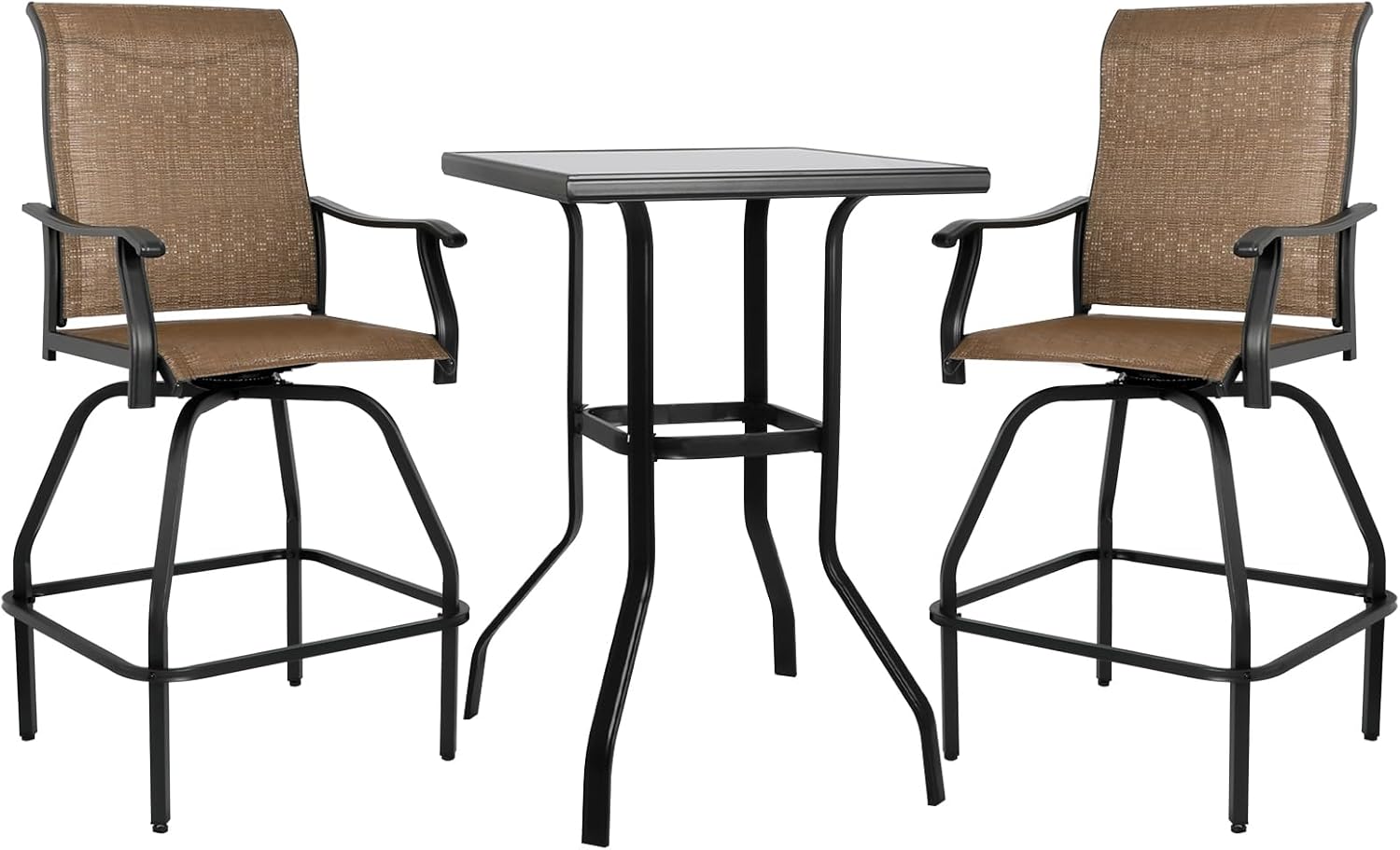 LEVELEVE Patio Bar Set with Swivel Stools for Outdoor Use