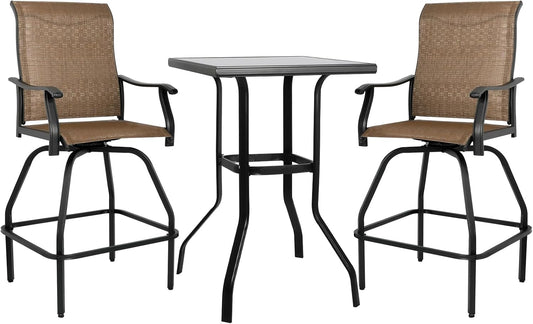 LEVELEVE Patio Bar Set with Swivel Stools for Outdoor Use