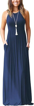 Women's Sleeveless Racerback Maxi Dress Floral Print - Casual Long