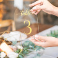 Clear Arch Acrylic Table Numbers 5 in x 7 in Gold Font - Reception Set