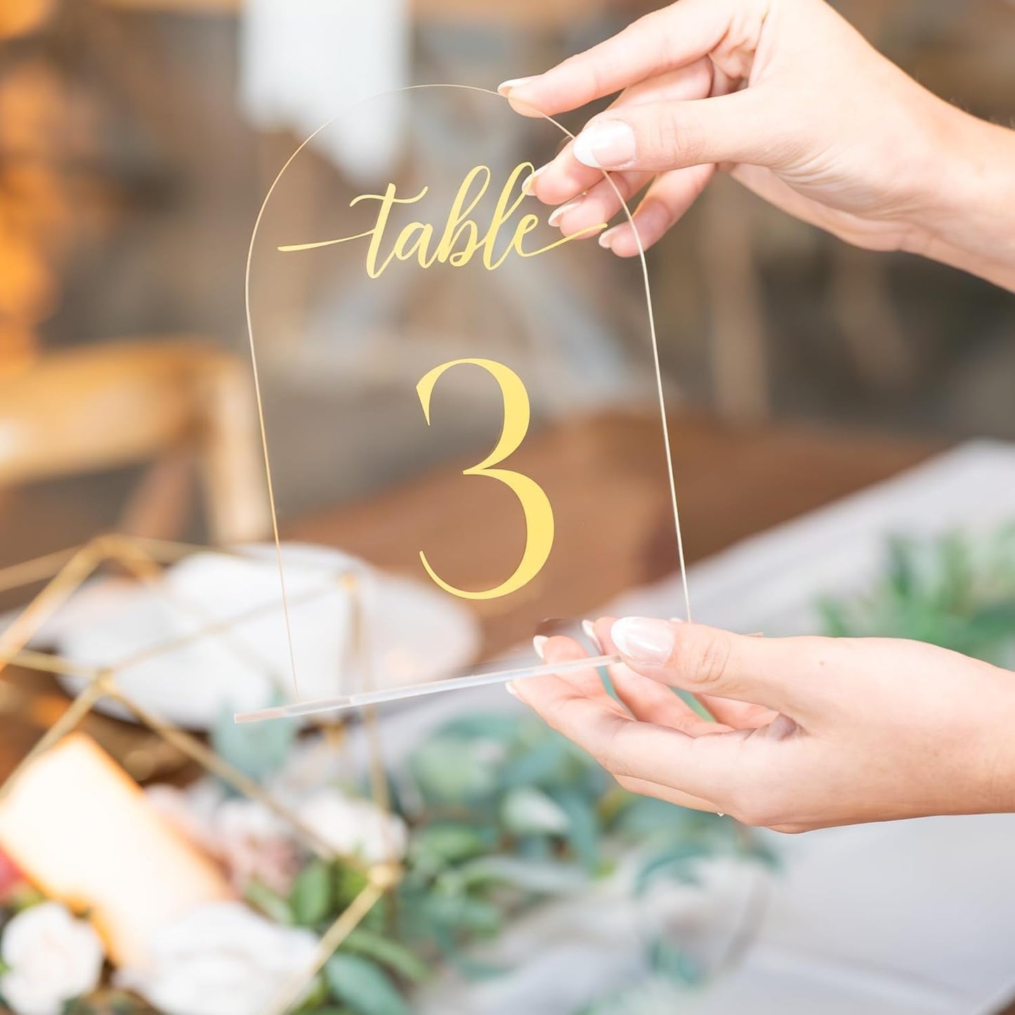 Clear Arch Acrylic Table Numbers for Wedding Reception Events