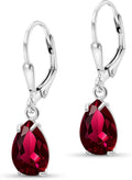 925 Sterling Silver Ruby Teardrop Earrings - Lightweight Everyday