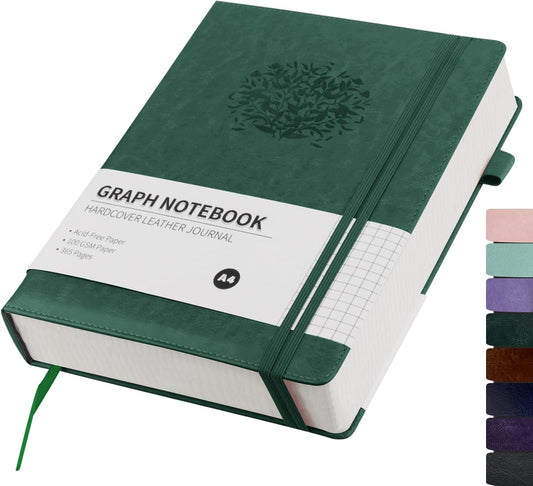 Rinrda Leather Graph Journal A4 - 365 pages - For Work & School