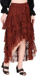 Steampunk Victorian Cosplay Skirt for Women - High-Low Ruffled Skirt