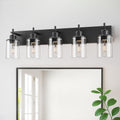 5-Light Black Bathroom Light Fixture Over Mirror - Modern Farmhouse