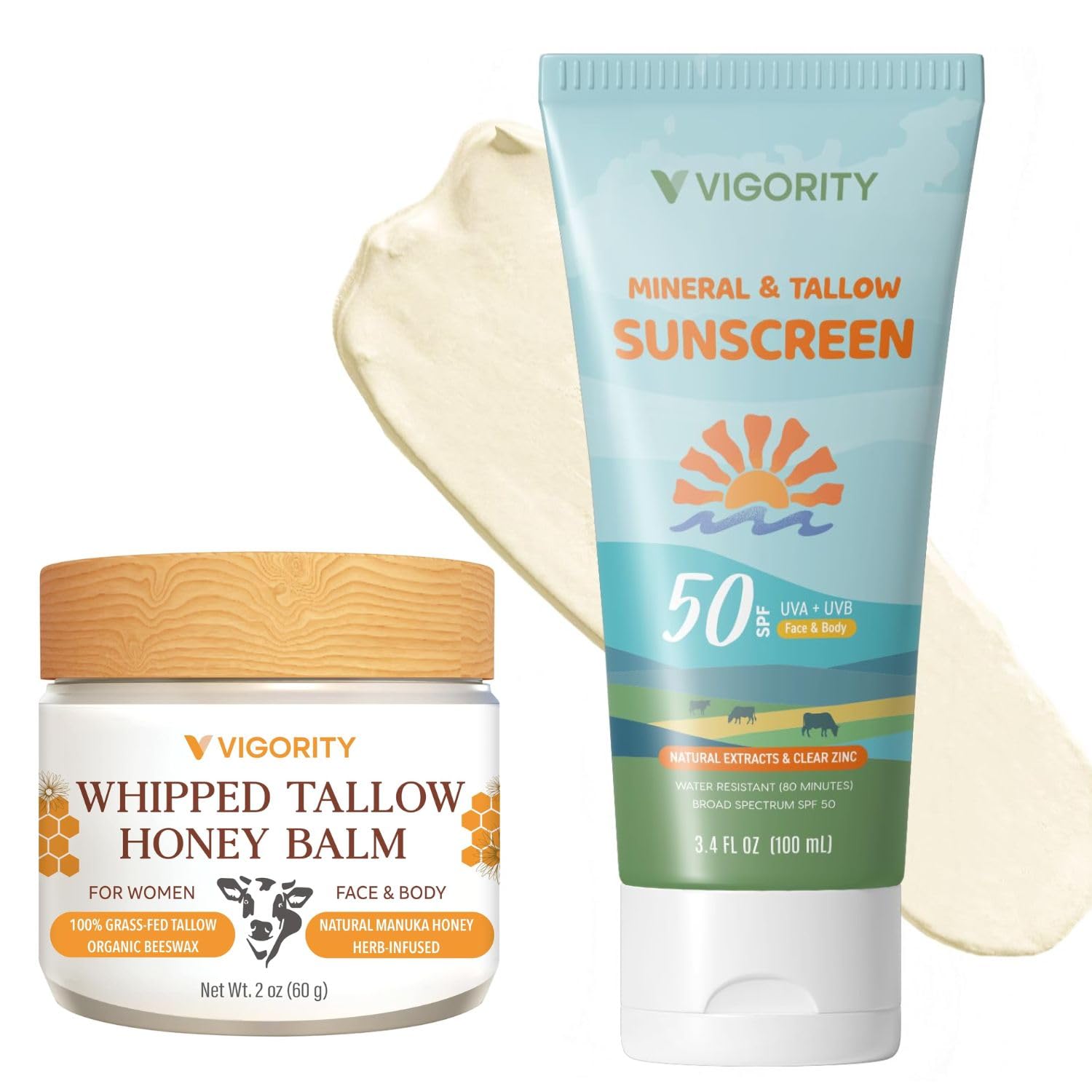 Beef Tallow Sunscreen with Zinc Oxide for Natural SPF 50