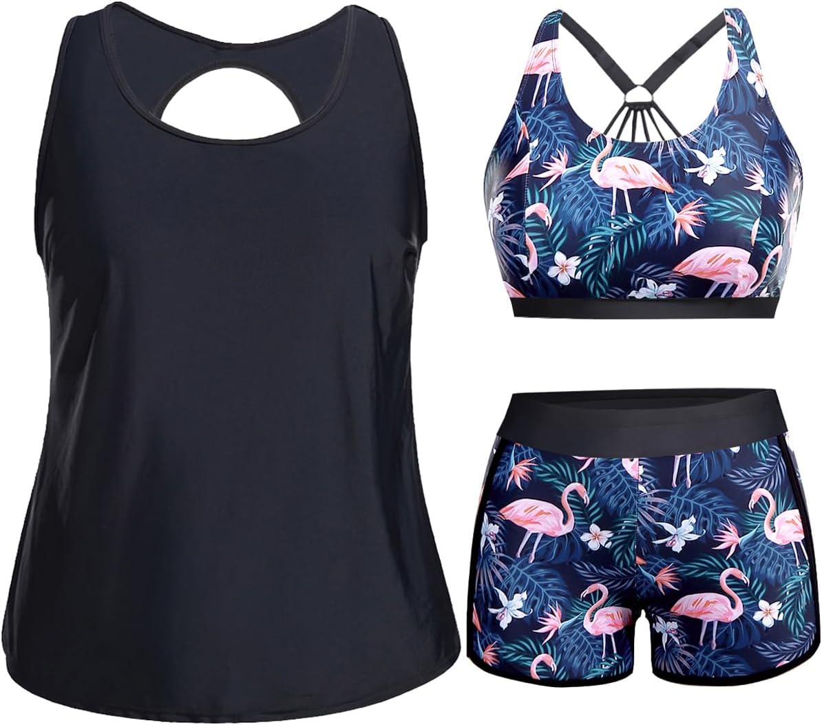 Holipick Plus Size 3 Piece Tankini Swimsuits for Women