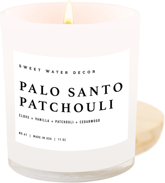 Palo Santo Patchouli Candle - Soy Clove, Vanilla, Cedarwood