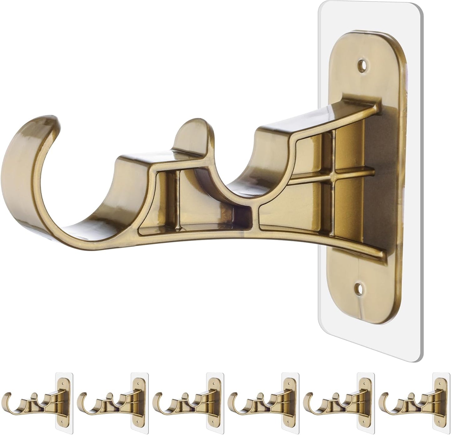 No-Drill Double Curtain Rod Brackets - Damage-Free Hanging