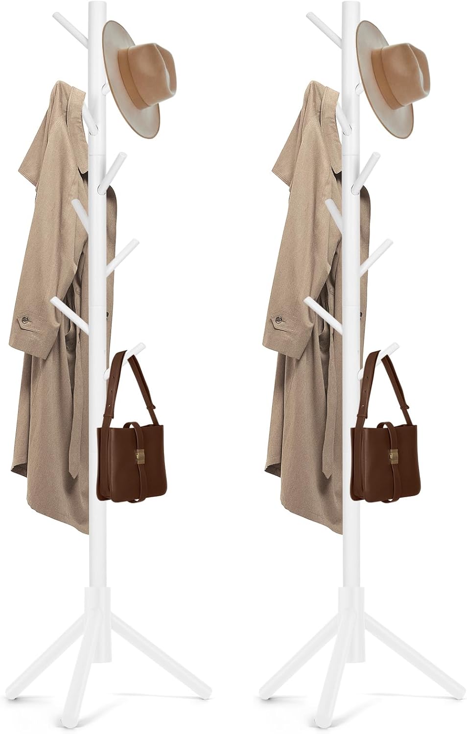 Solid Wooden Coat Rack Freestanding with Adjustable Height Options