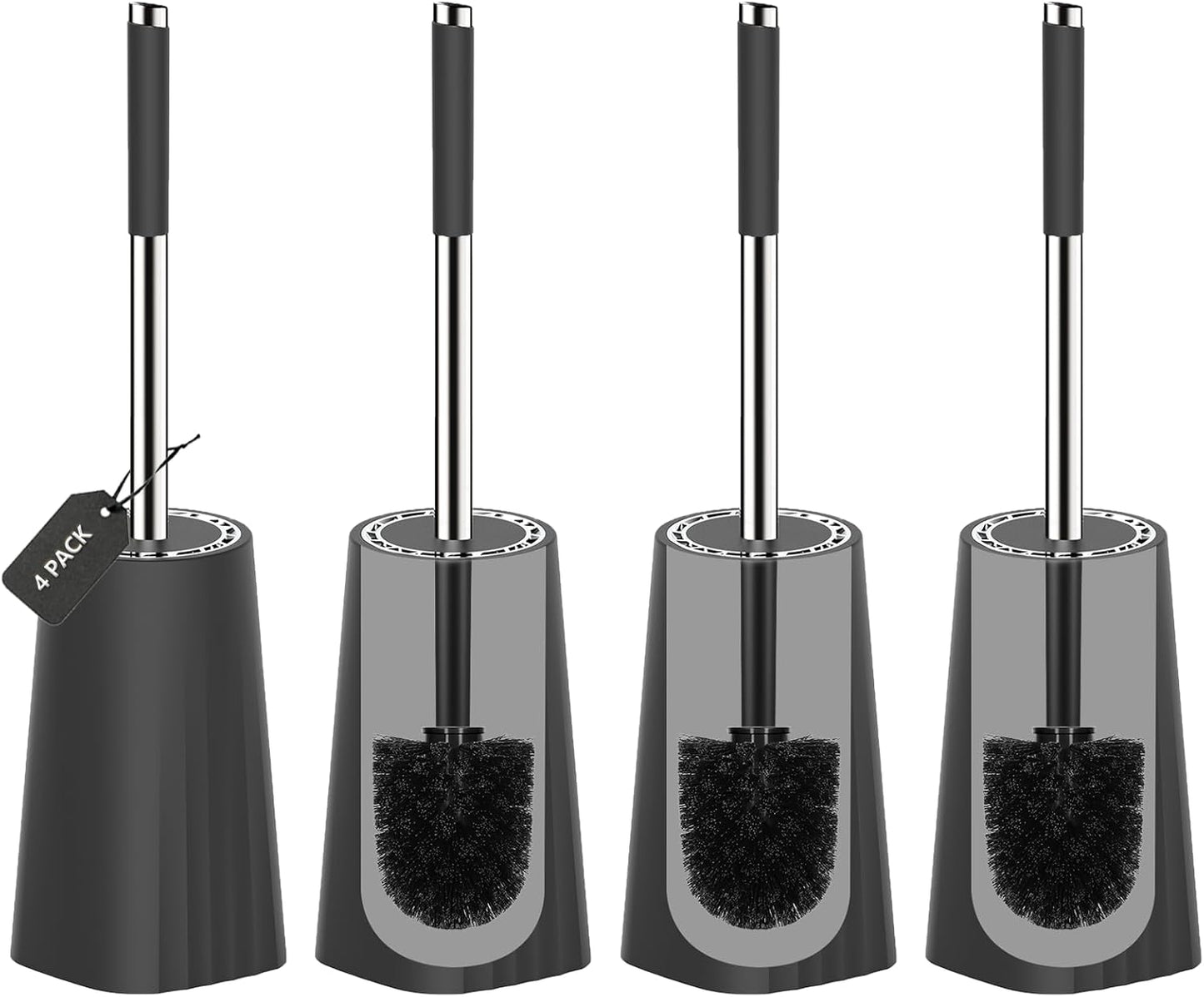 Compact Toilet Brush Set with Stainless Steel Handle for Cleaning