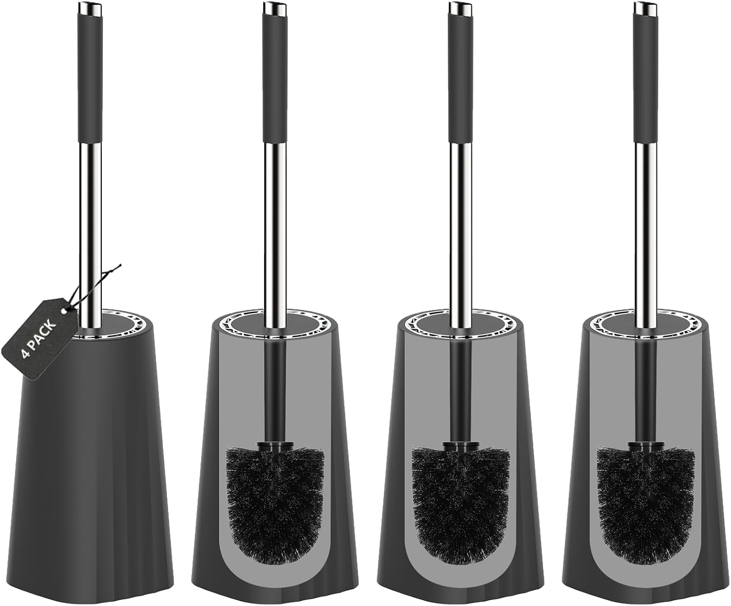 Compact Toilet Brush Set with Stainless Steel Handle for Cleaning