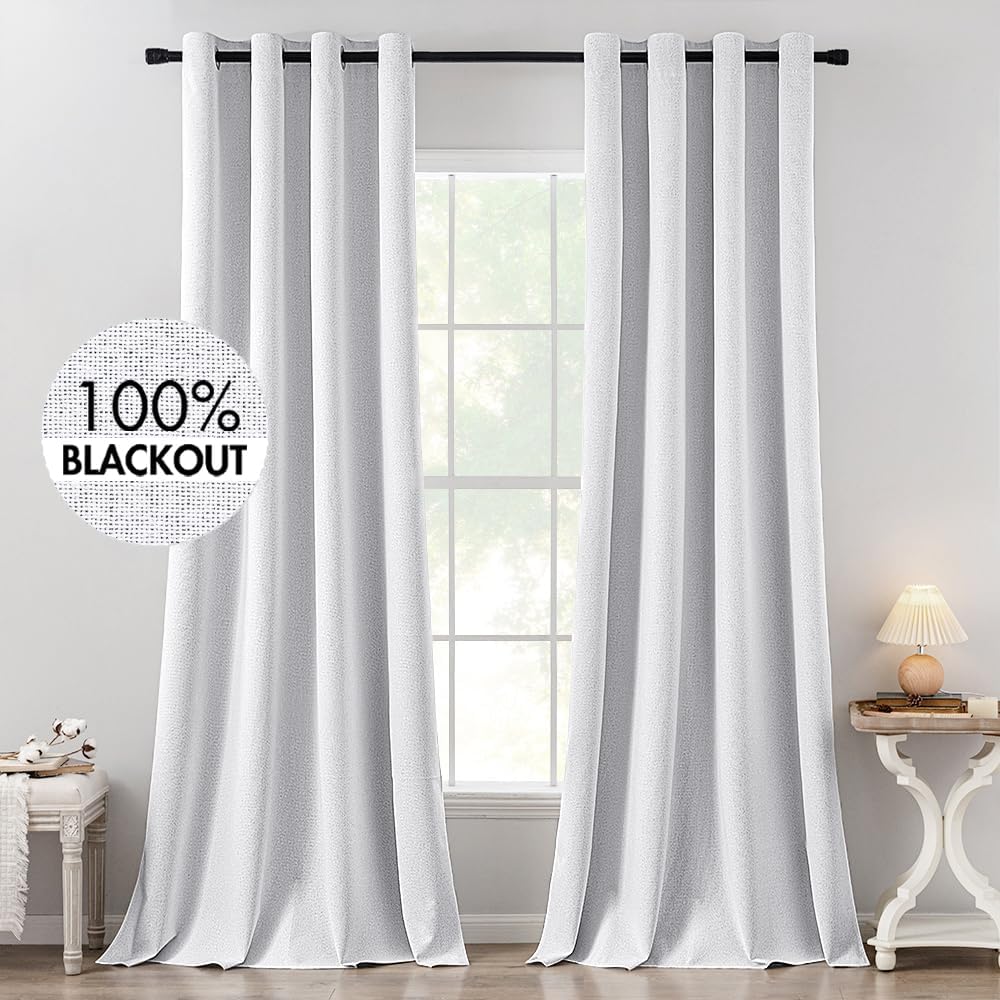 MIULEE Linen Texture Blackout Curtains for Bedroom 52x120 Inch