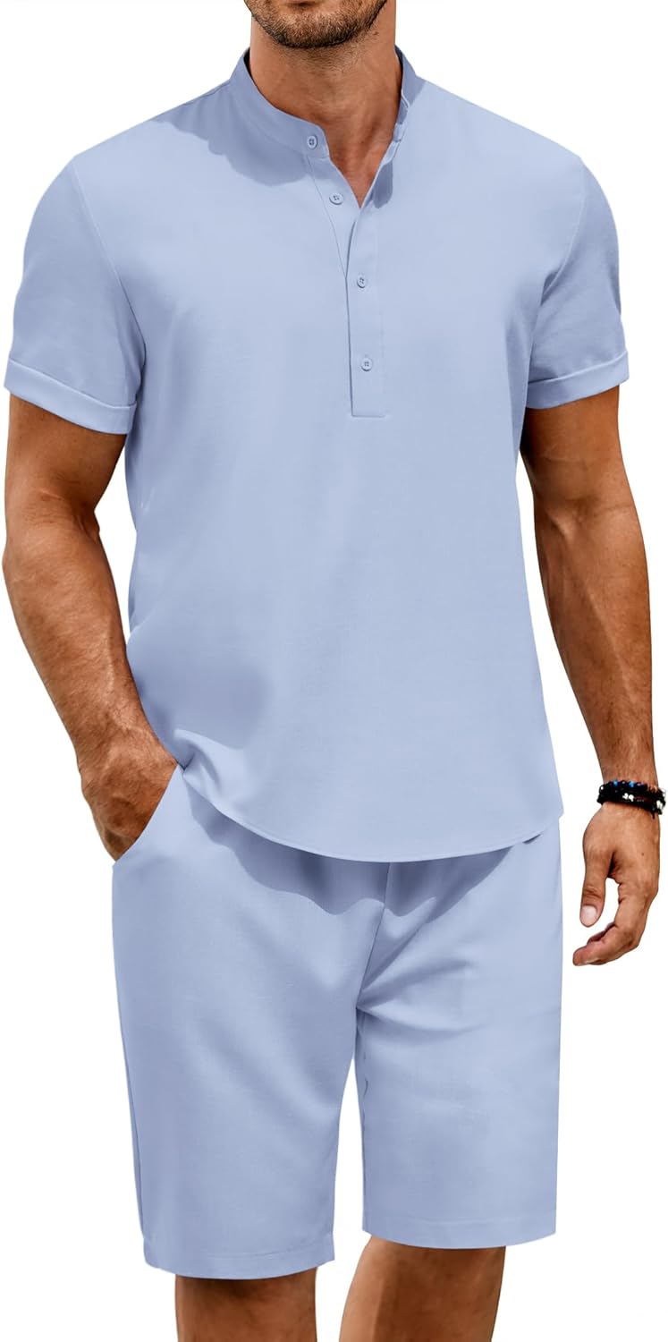 COOFANDY Men's 2 Piece Set for Summer Beach Vacation Outfits