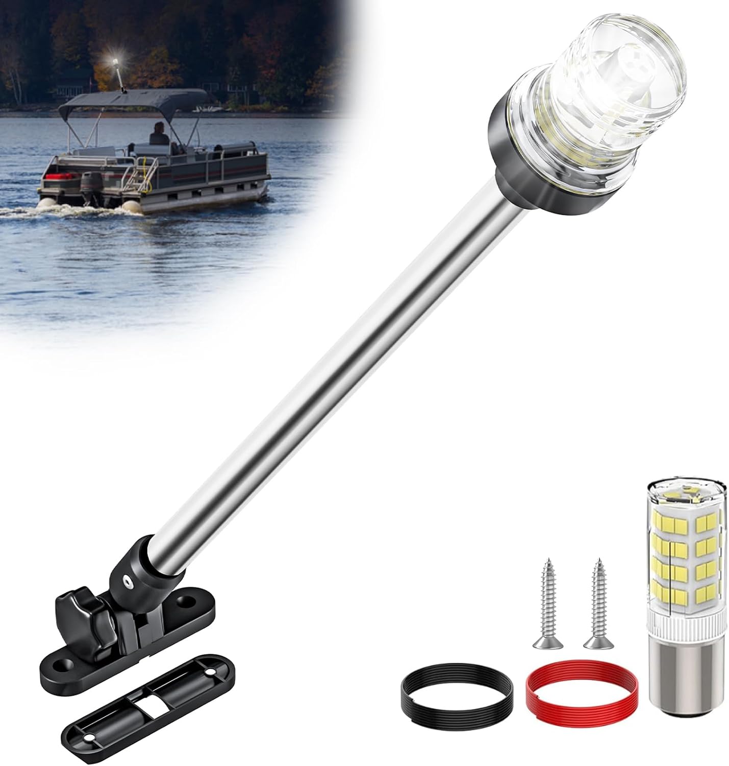 18 Inch Bimini Light for Pontoon Boat - Waterproof LED Navigation