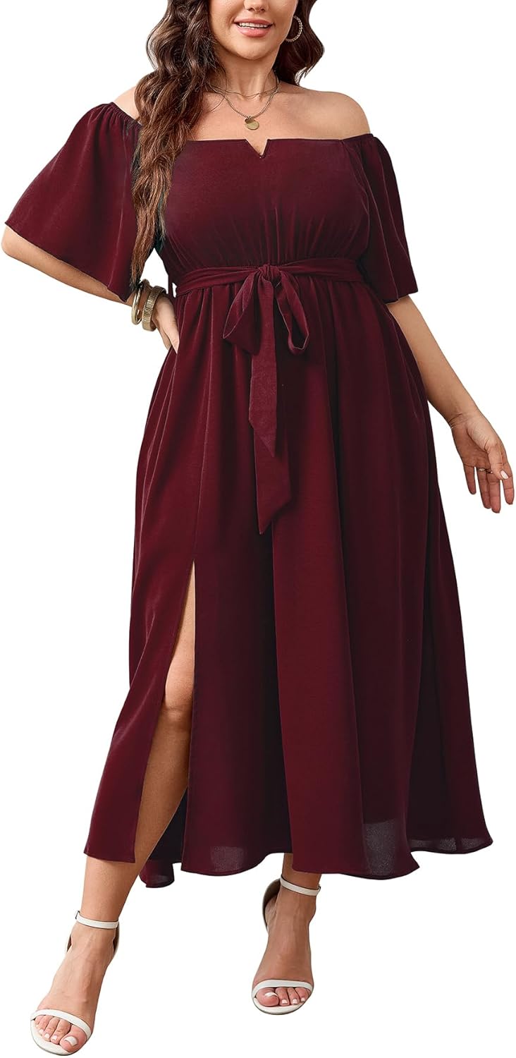SCOMCHIC Plus Size Formal Dresses for Wedding Guests and More