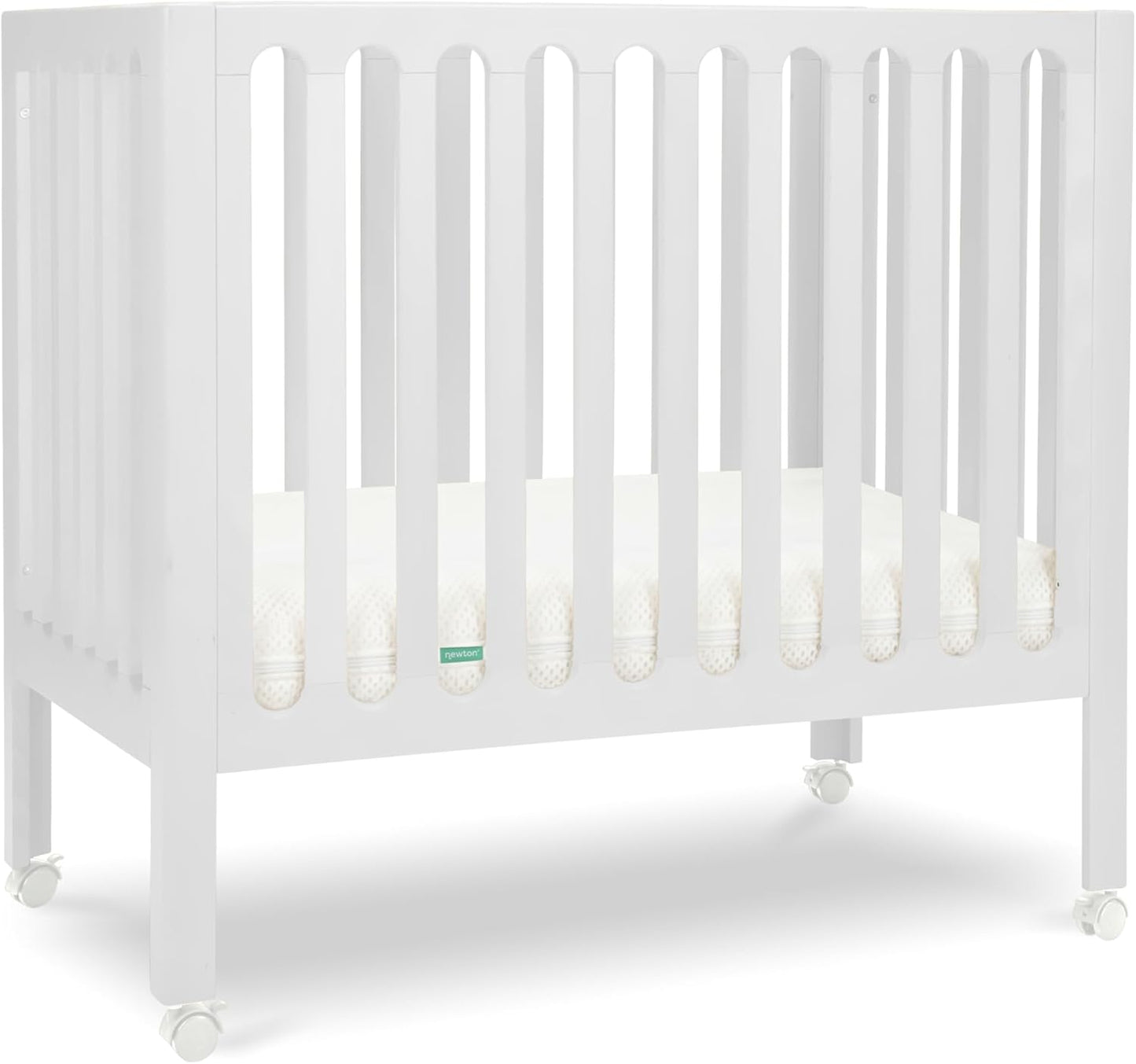 Newton Baby Galileo Mini Crib in White with Adjustable Height