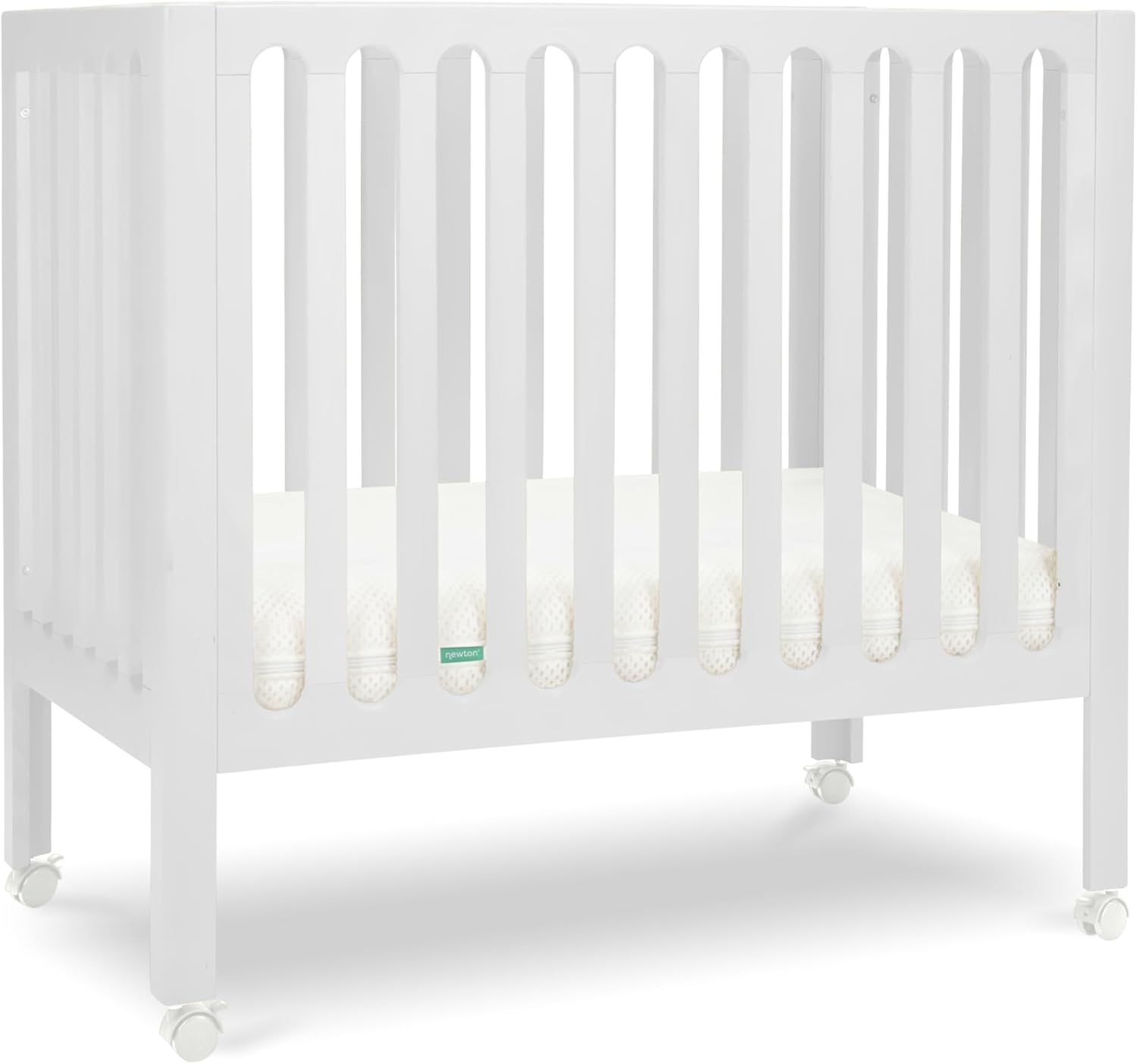 Newton Baby Galileo Mini Crib in White with Adjustable Height
