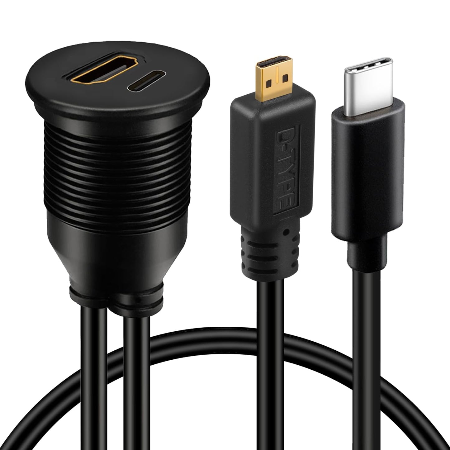 BATIGE 3ft Dual Connector Car Flush Mount Cable
