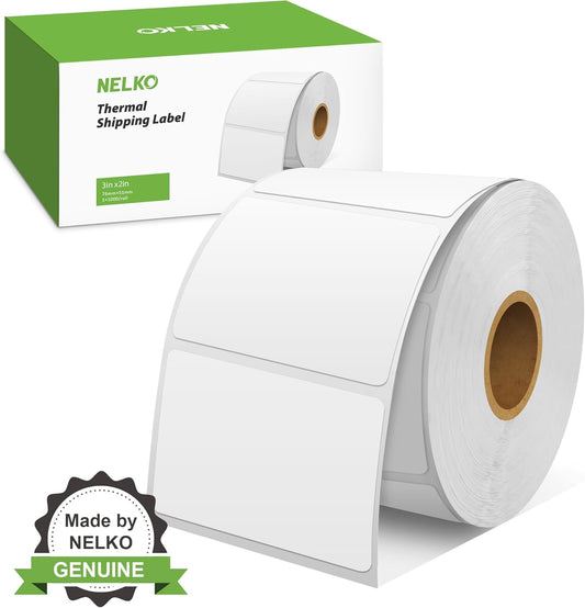 Nelko 3x2 Direct Thermal Barcode Labels - 1000 Count, BPA/BPS Free