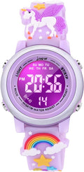 3D Cartoon Waterproof Watches for Girls with Alarm - Cute Unicorn Kids