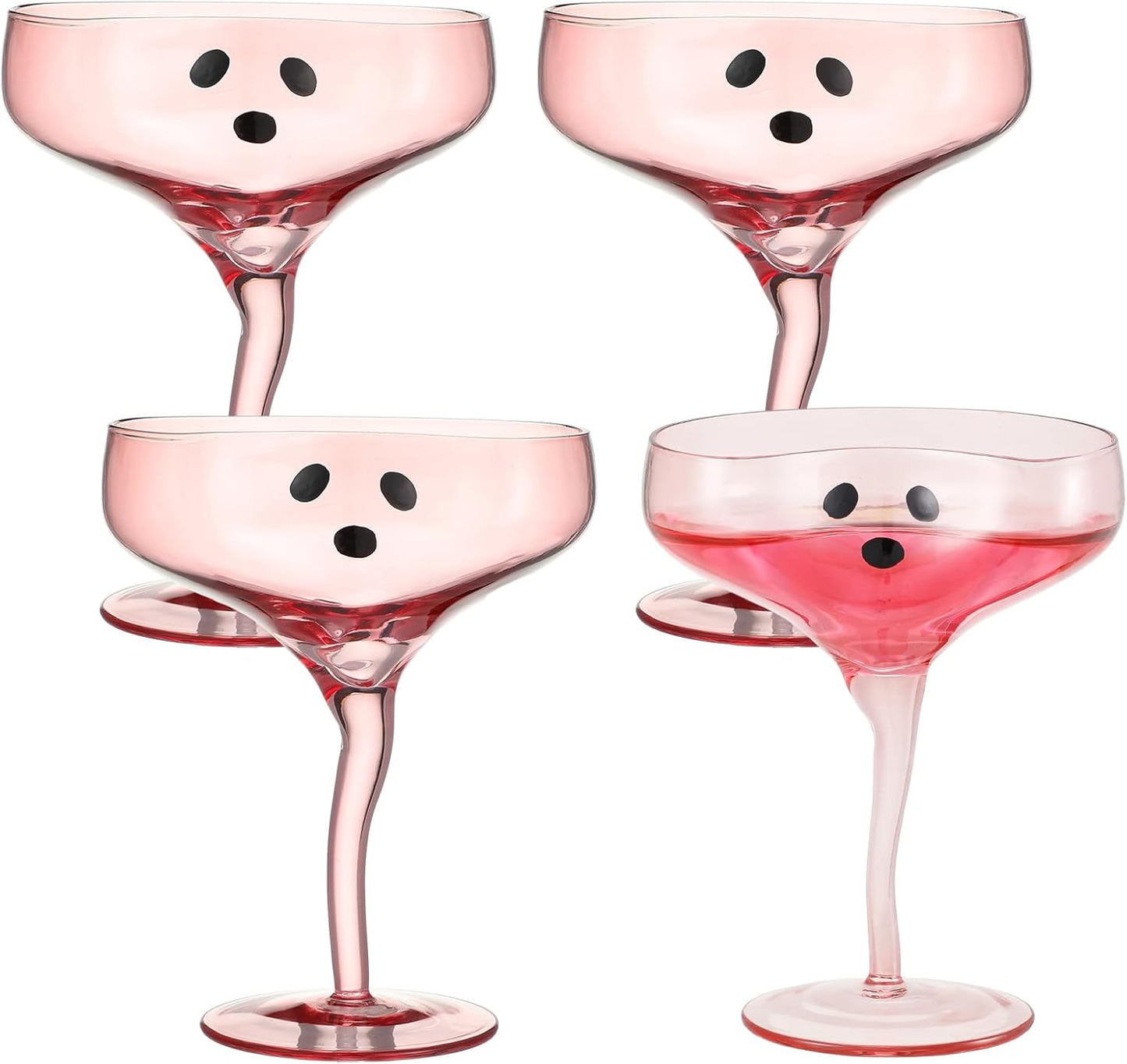Ghost Margarita Glasses for Halloween Parties - 4 Pcs Set