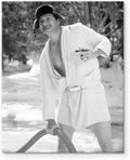 16x20in Black and White Funny Framed Canvas Wall Art - Bathroom Decor