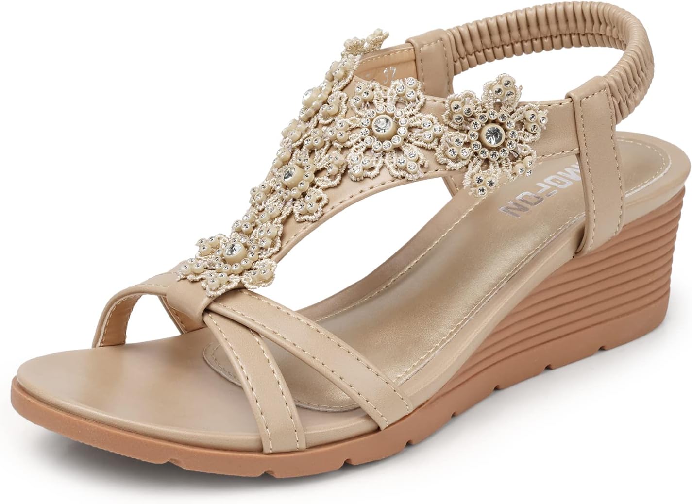 TEMOFON Women's Low Wedge Heels Summer Dressy Platform Sandals