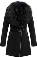 Faux Leather Trench Coat Fleece-Lined Mid-length Jacket - Warm Women's
