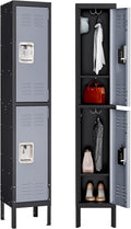 MIIIKO Metal Locker 2 Tier Employee Lockers - Secure Steel Cabinet