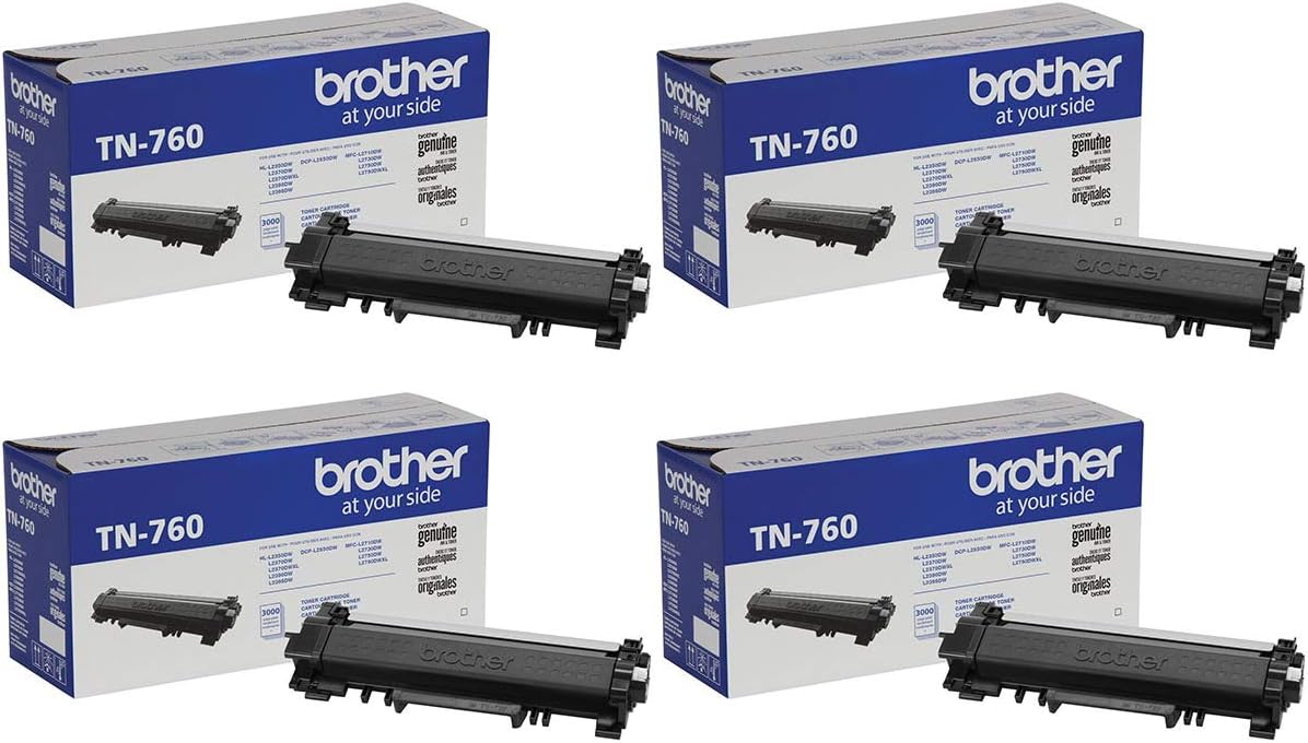 High Yield Black Toner Cartridge 4-Pack for Brother Printers