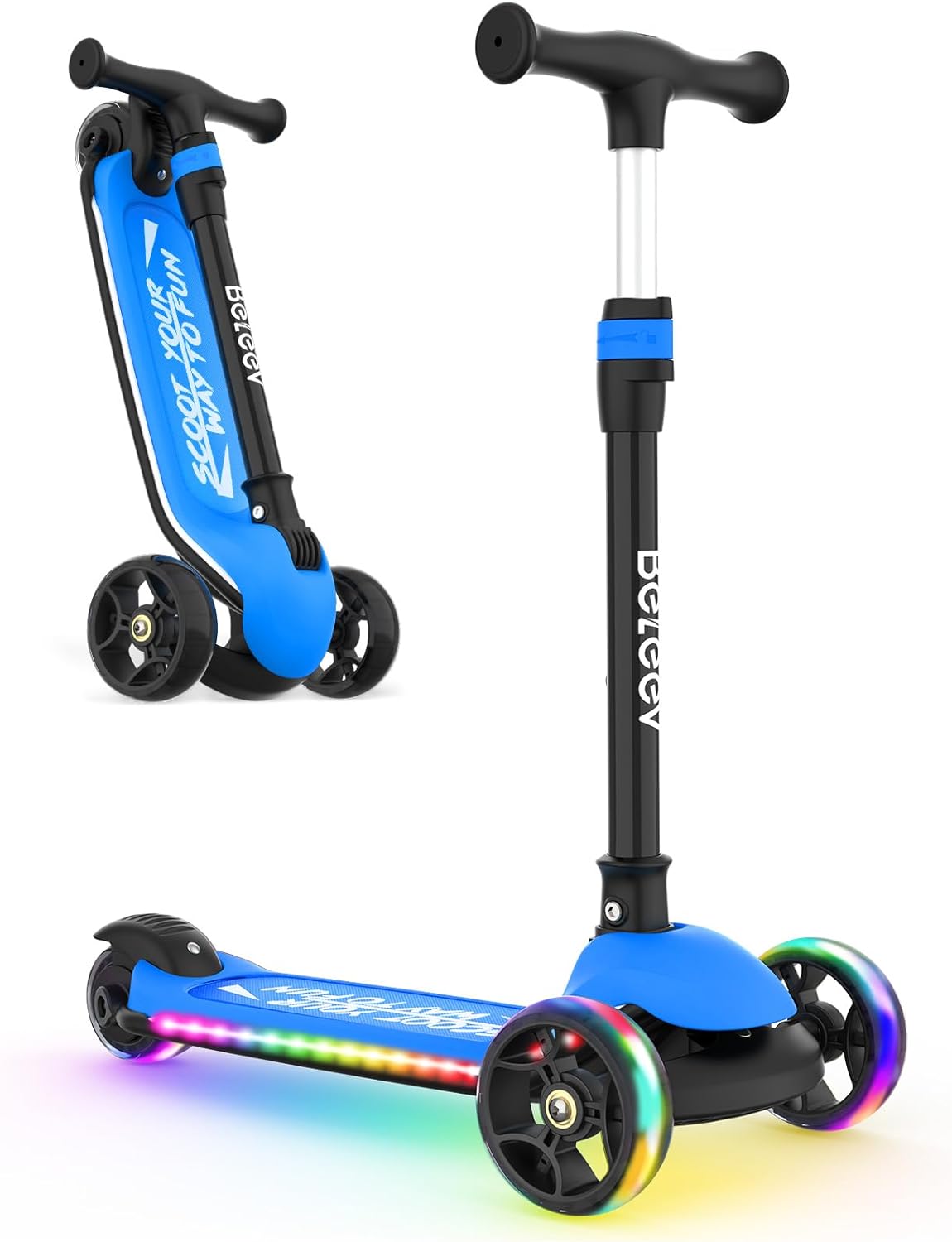 BELEEV A9 Kids Scooter with LED Light-Up Wheels for Fun Rides