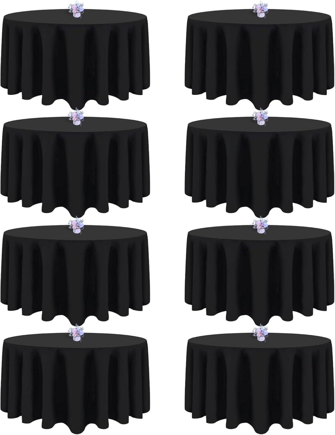 8 Pack Black Round Tablecloths for Elegant Dining Events
