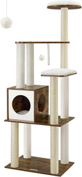Feandrea WoodyWonders Cat Tree, 65 in Multi-Level Condo - Modern
