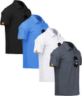 Mens 4 Pack Polo Shirt Short Sleeve - Athletic Golf and Tennis Top