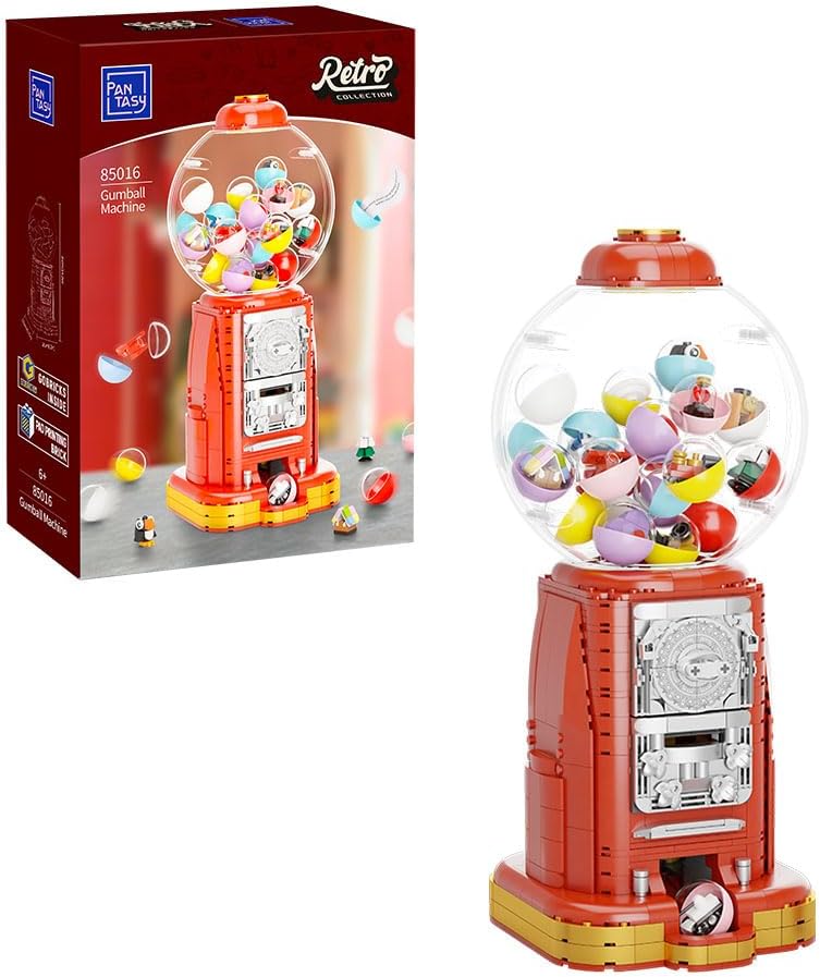 12 Micro Blocks & Lucky Notes Retro Gumball Set