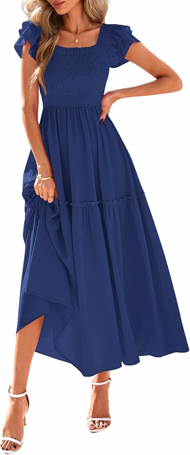 KIRUNDO Smocked Summer Dresses for Women 2025 Wedding Guest