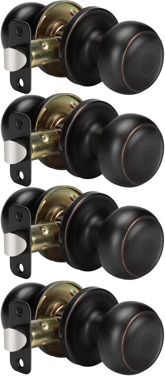 Goldenwarm Bronze Passage Door Knobs for Modern Closets