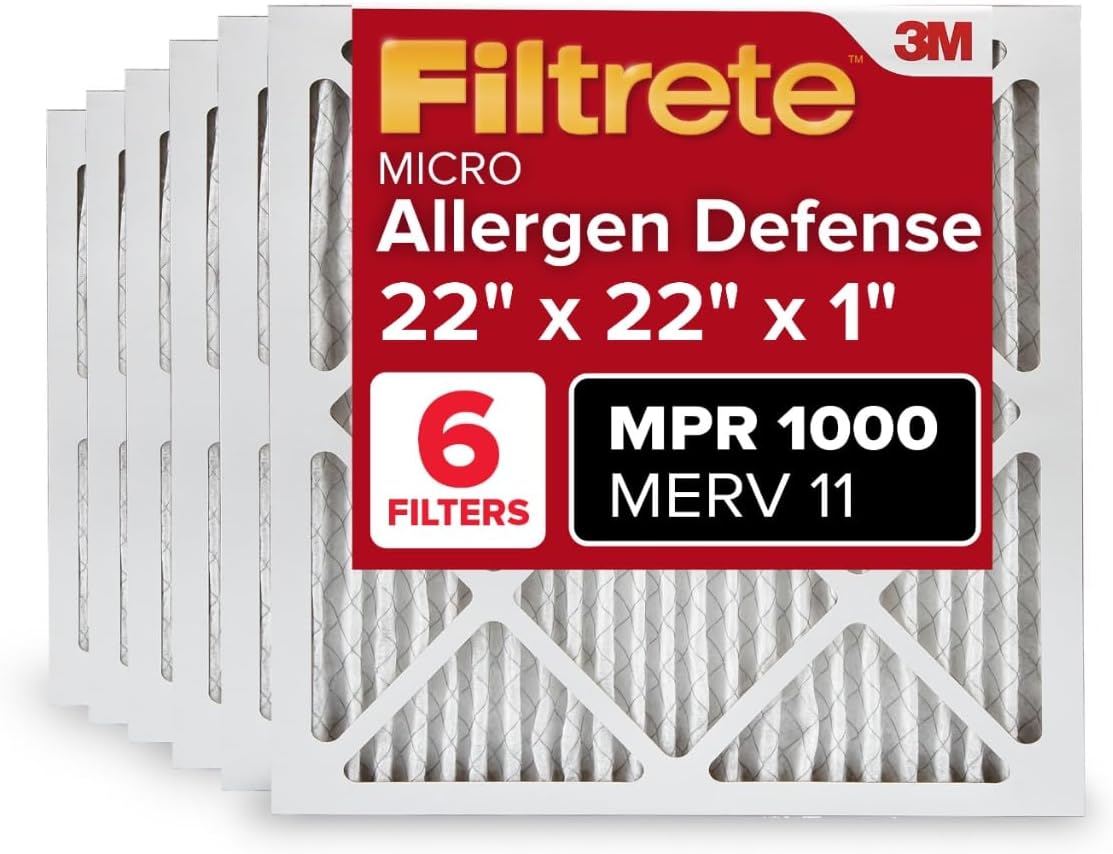 Filtrete 22x22x1 AC Furnace Air Filter, MERV 11, 6 Pack