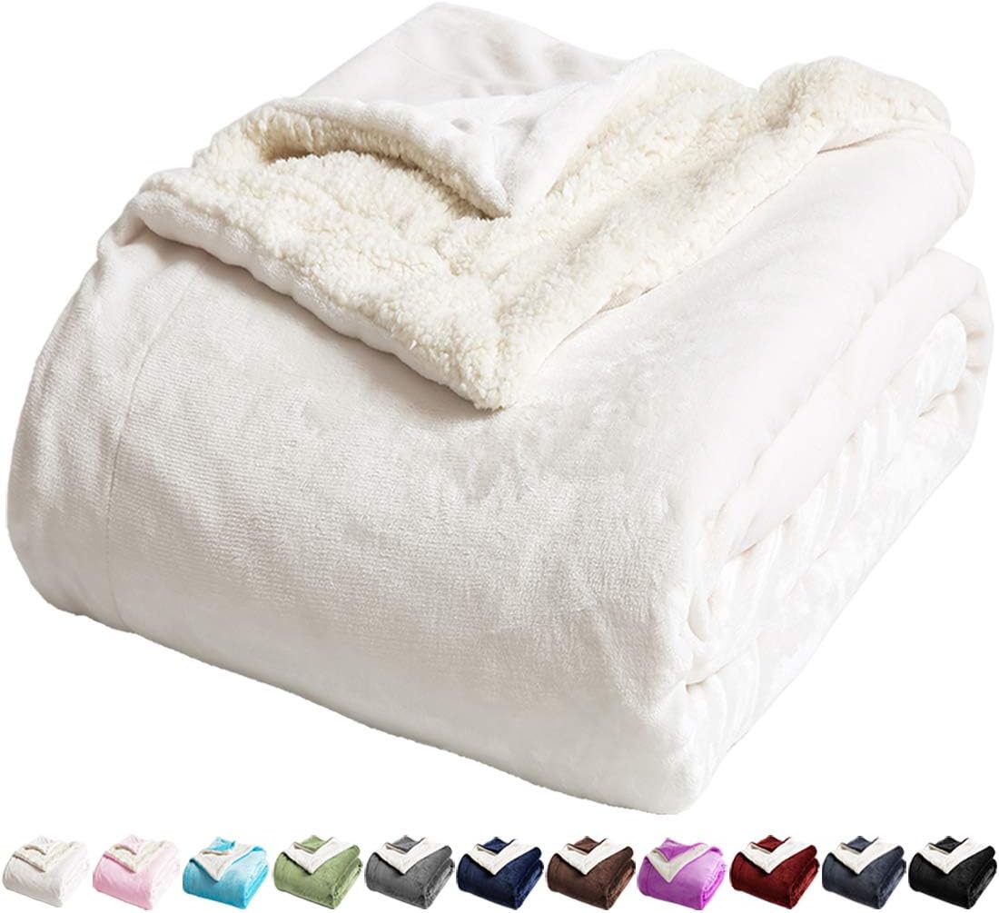 LBRO2M Sherpa Fleece Blanket Queen Size Soft Warm Cozy Plush