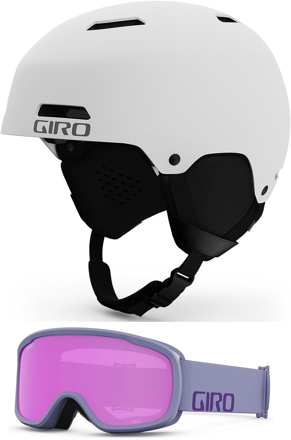 Giro Ledge Ski Helmet Combo with Goggles - Matte White/Lilac M