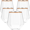 Diamond Unbreakable Stemless Plastic Wine Glasses 40 Count - Rose Gold