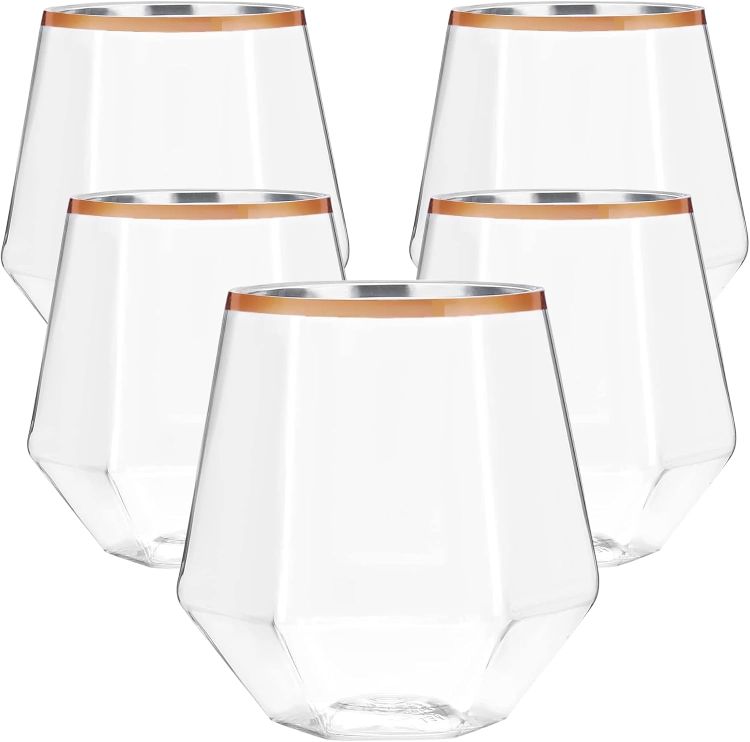 40 Count Diamond Unbreakable Stemless Plastic Wine Glasses