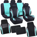 Sporty Car Seat Covers Full Set with Waterproof Floor Mats