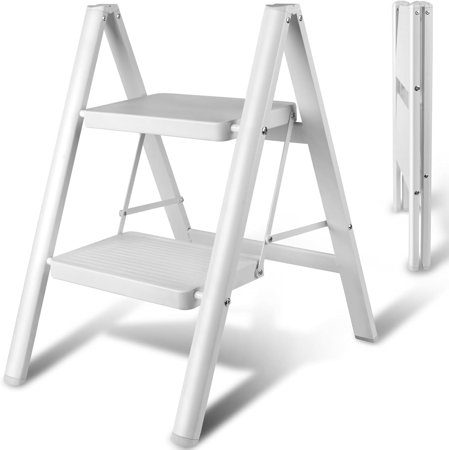 Upgraded 2 Step Ladder for Home Use - Lightweight & Portable