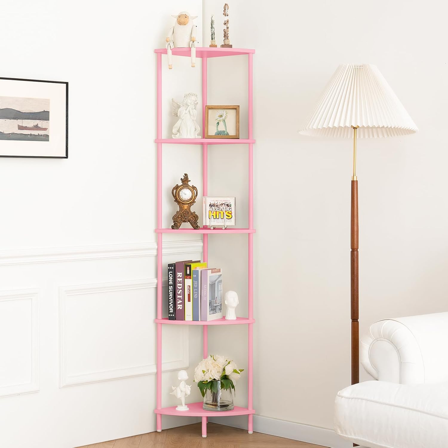 Yoobure Corner Shelf Stand - 5-Tier Bookshelf for Any Room