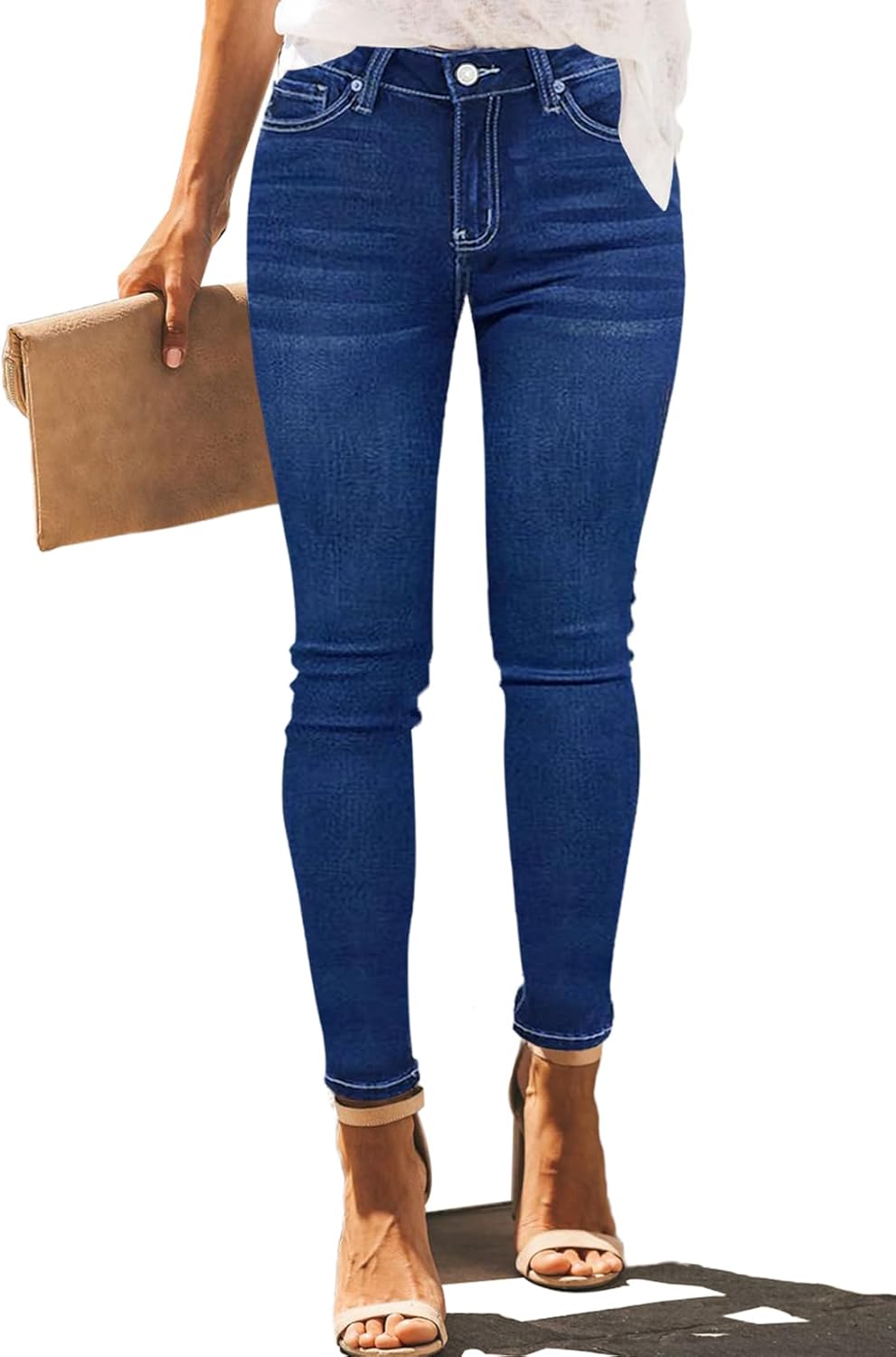 Allimy Women's High Rise Skinny Stretch Ripped Jeans for Style