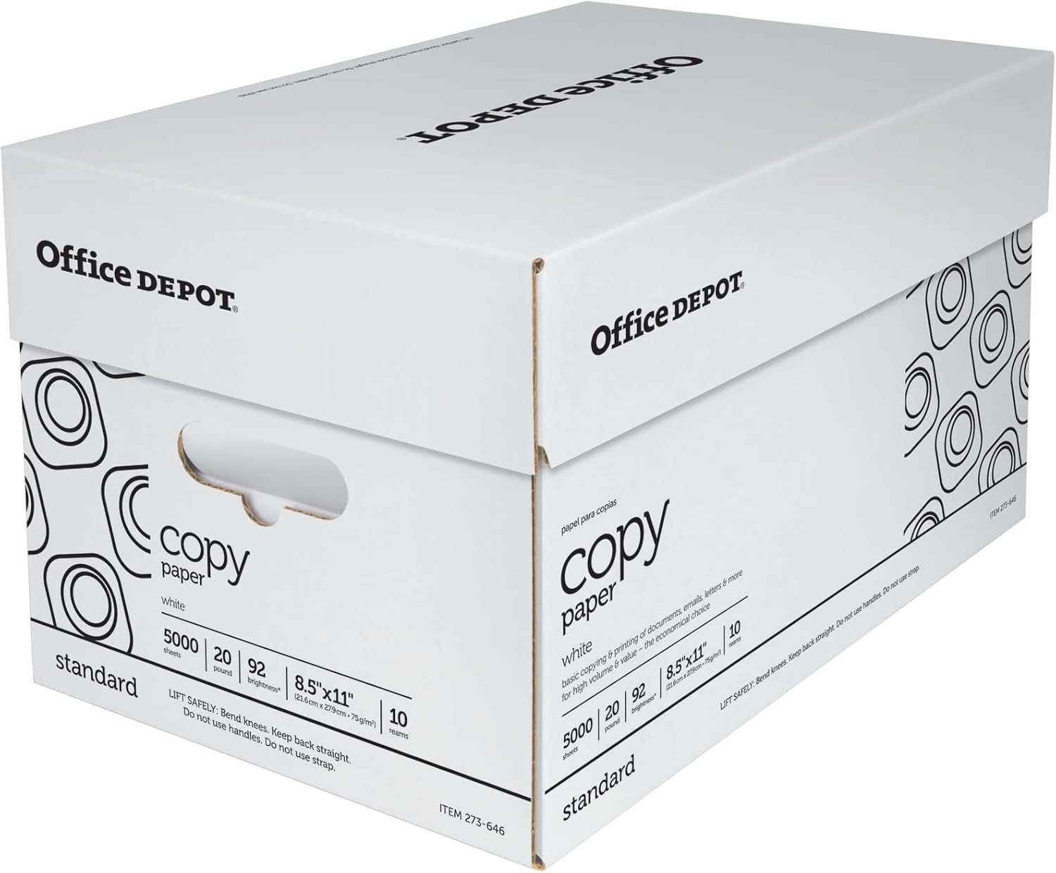 Office Depot White Copy Paper - 10 Reams x 500 Sheets - High-Quality Printing